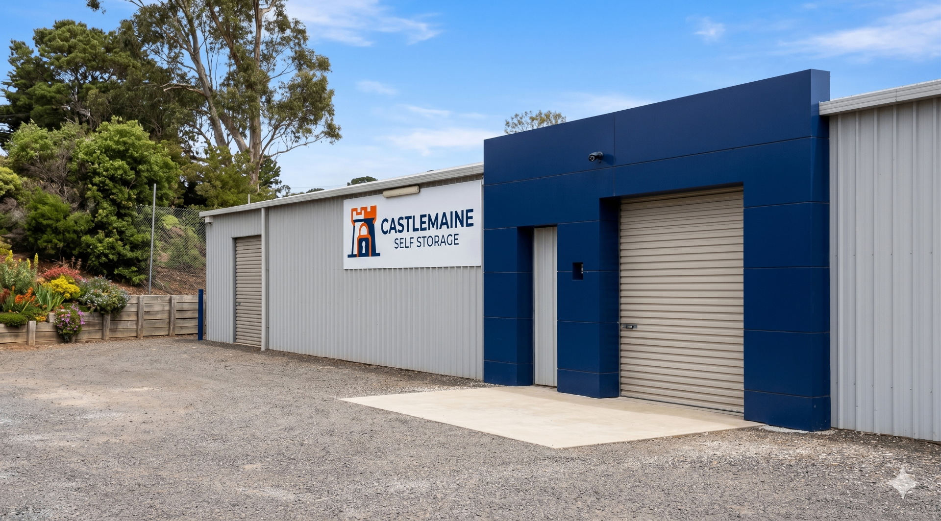 Castlemaine Self Storage facility — drive-up units with bluestone foundations